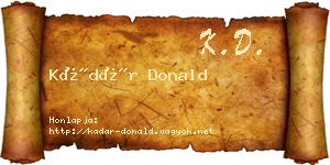 Kádár Donald névjegykártya
